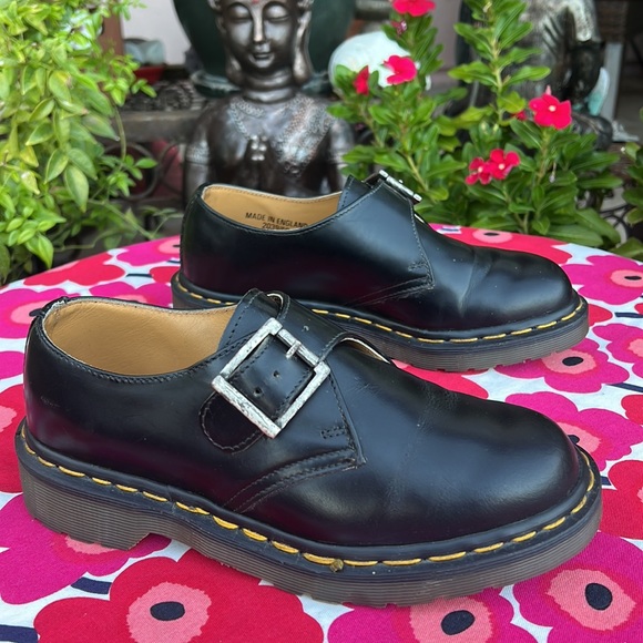🏴󠁧󠁢󠁥󠁮󠁧󠁿 Dr. Martens MIE Vintage Monk Strap Black Oxfords UK 4 - Picture 9 of 17